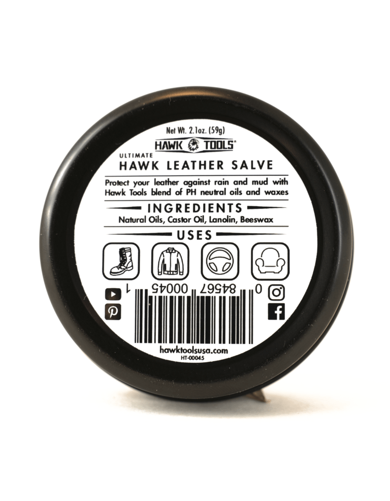Leather salve information label